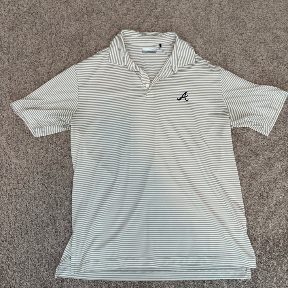 Atlanta Braves Columbia Men's Striped Polo Shirt - Size L